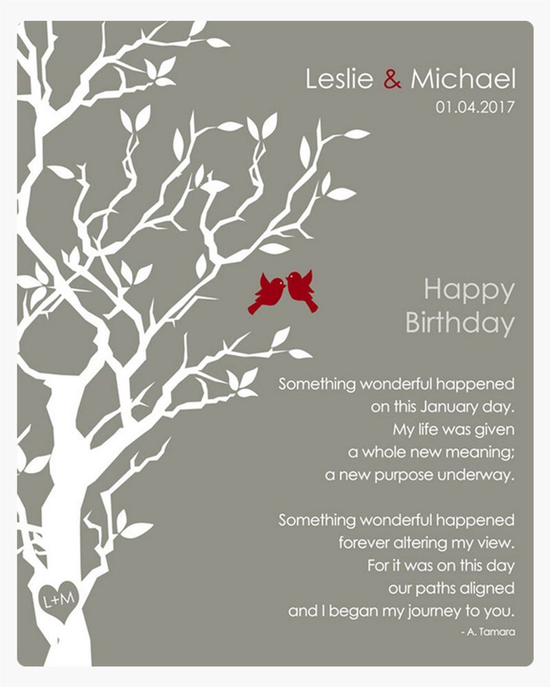 Gray White Knobby Tree Spouse Birthday Wall Plaque Gift for Spouse LTC-1713
