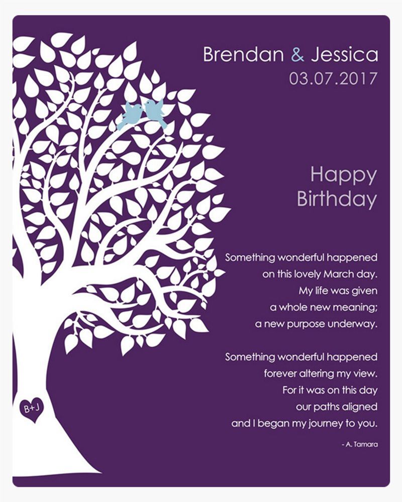 Purple Half Silhouette Tree Spouse Birthday Wall Plaque Gift for Spouse LTC-1715