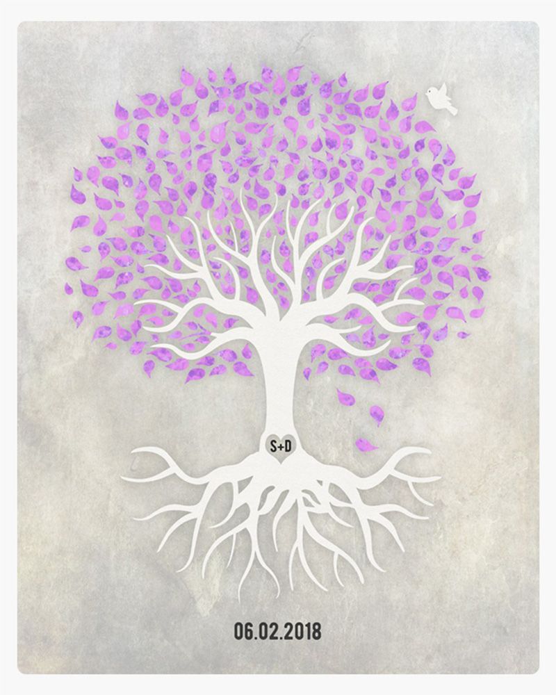 Purple White Canopy Tree Anniversary Wall Plaque Gift for Couple LTC-1539
