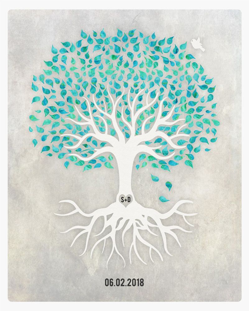 Turquoise White Canopy Tree Anniversary Wall Plaque Gift for Couple LTC-1536
