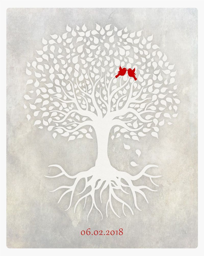 Beige White Tree with Roots Anniversary Wall Plaque Gift for Couple LTC-1527