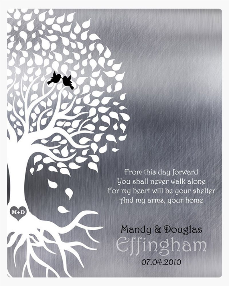 White Tin White Half Tree Engagement Wall Plaque Gift for Fiancé LTC-1439