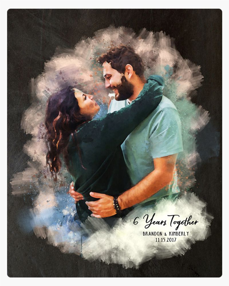 Multicolor Iron Watercolor Portrait 6th Anniversary Wall Plaque Gift for Couple LTC-1844