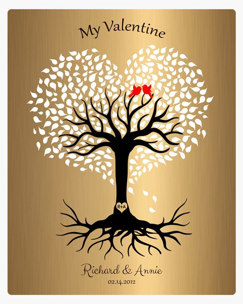 Heart Shape Tree Brass Valentine&#39;s Day Wall Plaque Gift for Couple LTC-1817