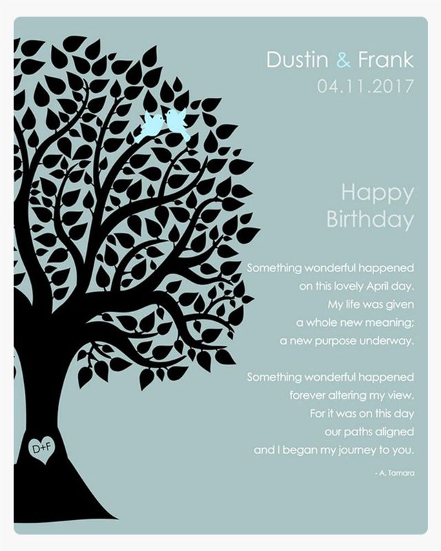 Blue Half Silhouette Tree Spouse Birthday Wall Plaque Gift for Spouse LTC-1716