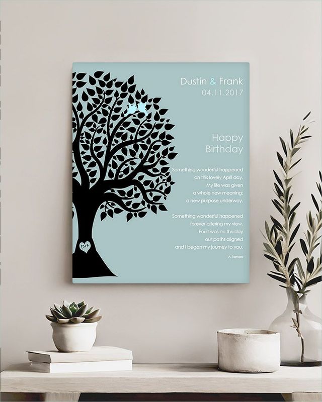 Blue Half Silhouette Tree Spouse Birthday Wall Plaque Gift for Spouse LTC-1716