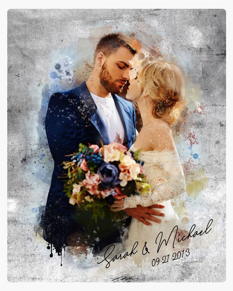 Multicolor Tin Watercolor Portrait 10th Anniversary Wall Plaque Gift for Couple LTC-1846