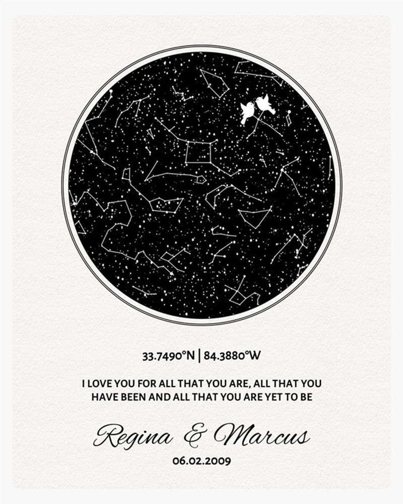 Black Star Map 11th Anniversary Wall Plaque Gift for Couple LTC-1762