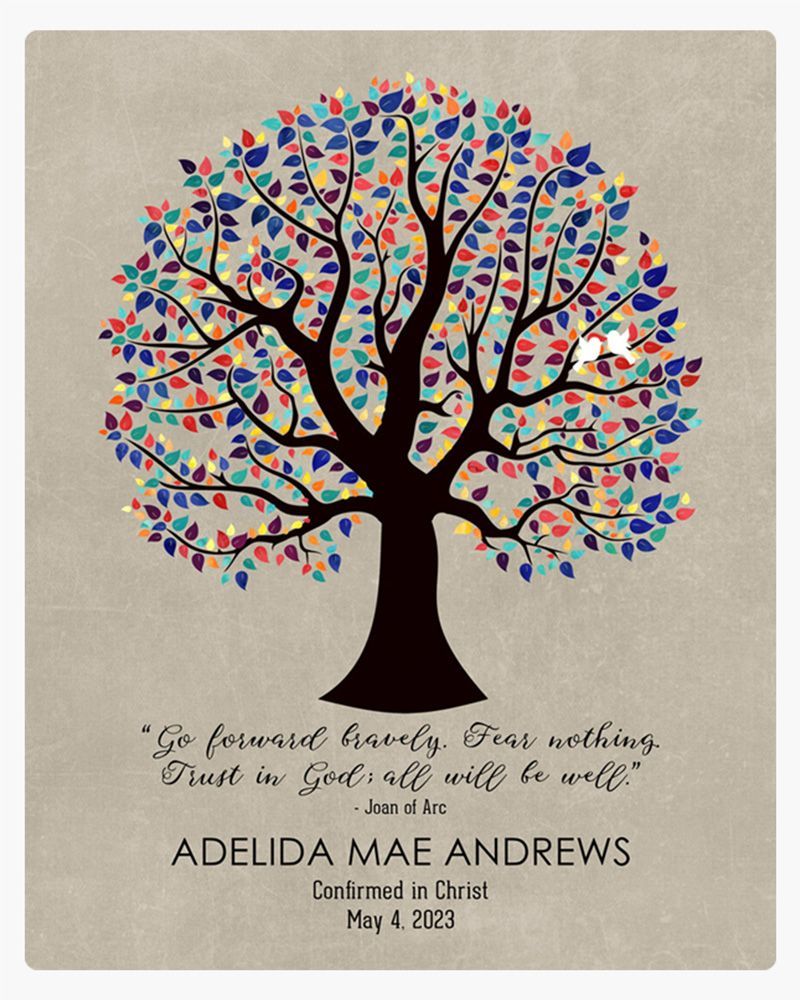 Multicolor Curly Tree Faith Milestone Wall Plaque Gift for Child LTC-1560