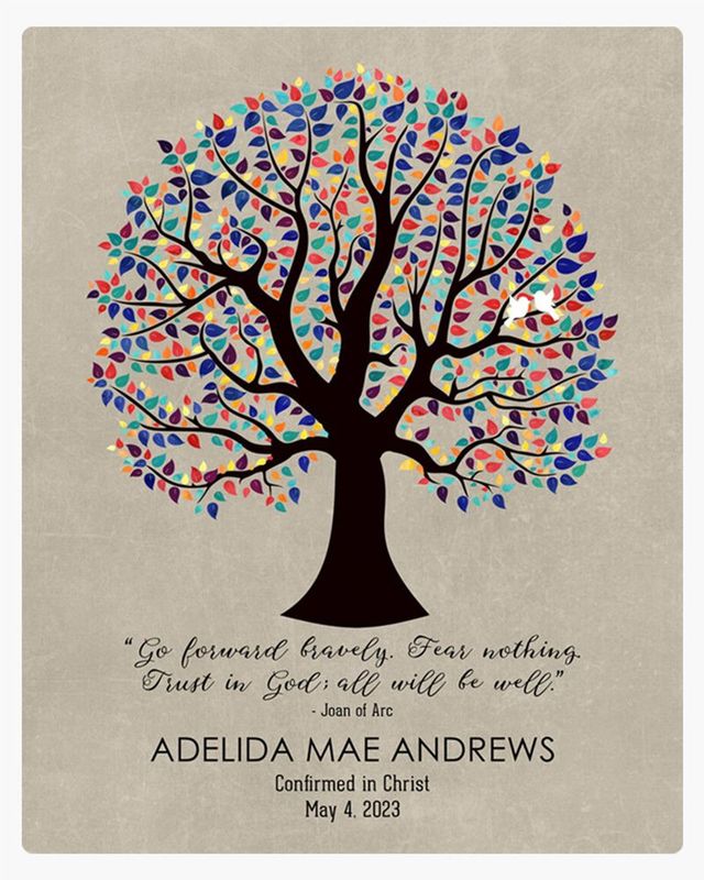 Multicolor Curly Tree Faith Milestone Wall Plaque Gift for Child LTC-1560