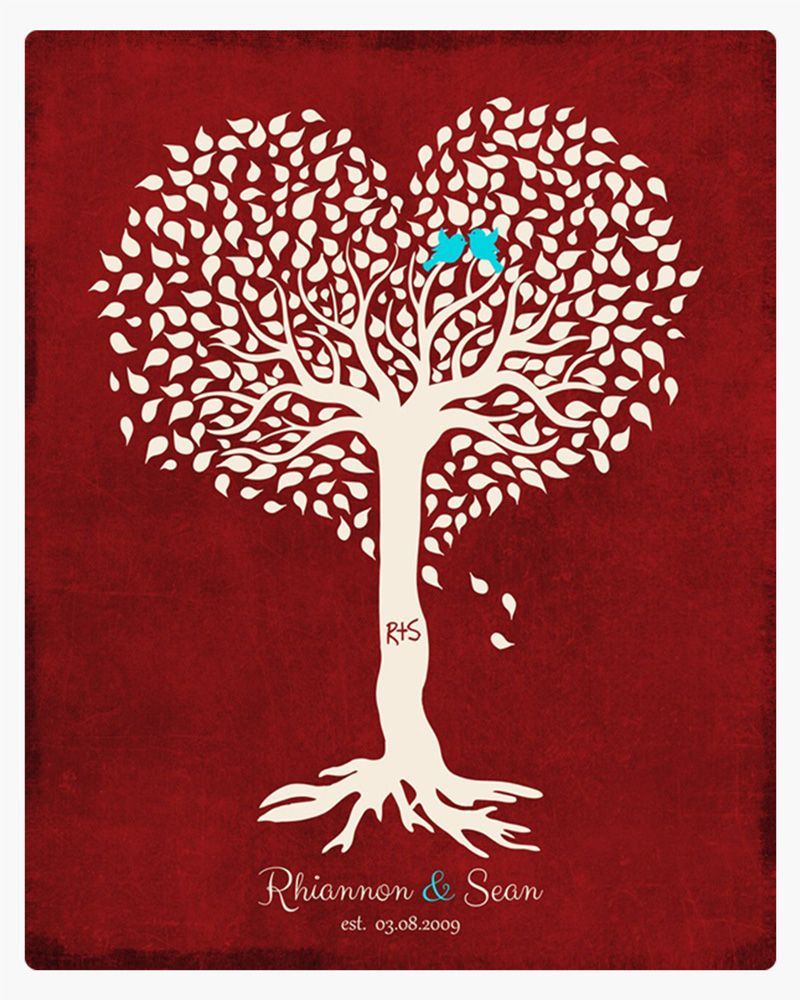 Heart Shape Tree Red Tin Valentine&#39;s Day Wall Plaque Gift for Couple LTC-1812