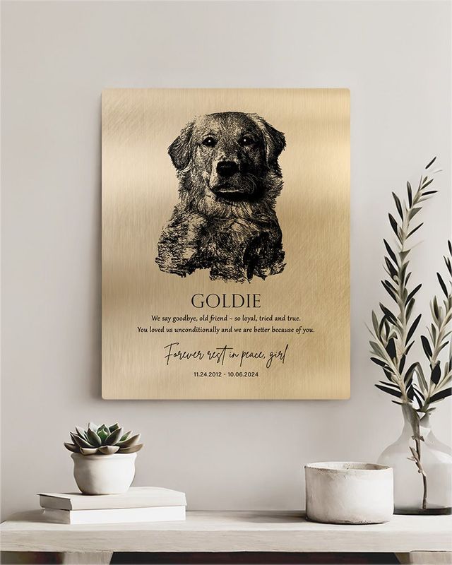 Black Gold Loss of Dog Memorial with Etched Photo Memorial Wall Plaque Gift for Family LTC-2138