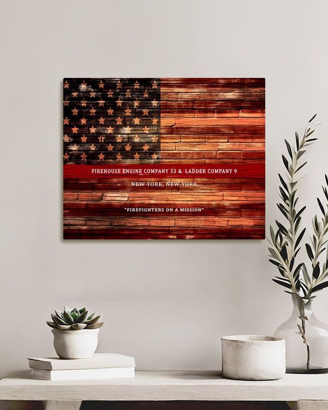 Red Tin Thin Red Line American Flag Recognition Wall Plaque Gift for Fire Fighters LTC-2112