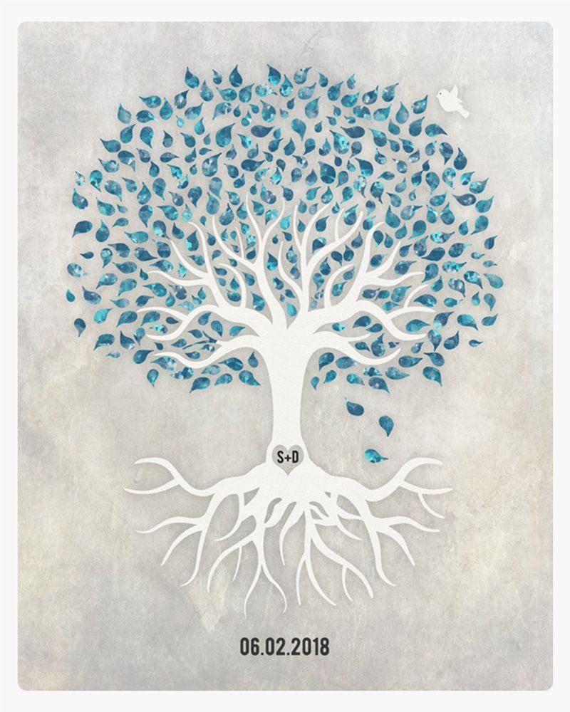 Blue White Canopy Tree Anniversary Wall Plaque Gift for Couple LTC-1538