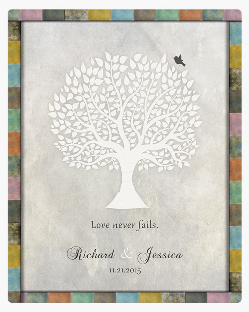 Multicolor White Silhouette Tree Anniversary Wall Plaque Gift for Couple LTC-1519