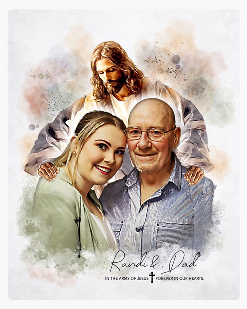 Multicolor Watercolor Portrait Memorial Wall Plaque Gift for Bereaved Loved One LTC-1856