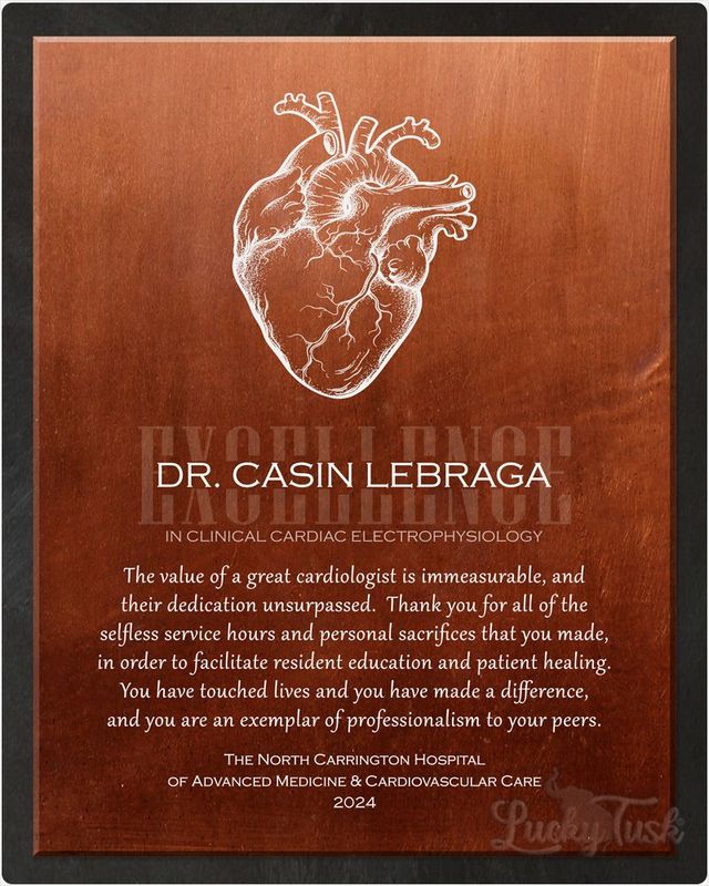 White Copper Heart Organ Anatomy Cardiologist Recognition Wall Plaque Gift for Doctor LTC-2102