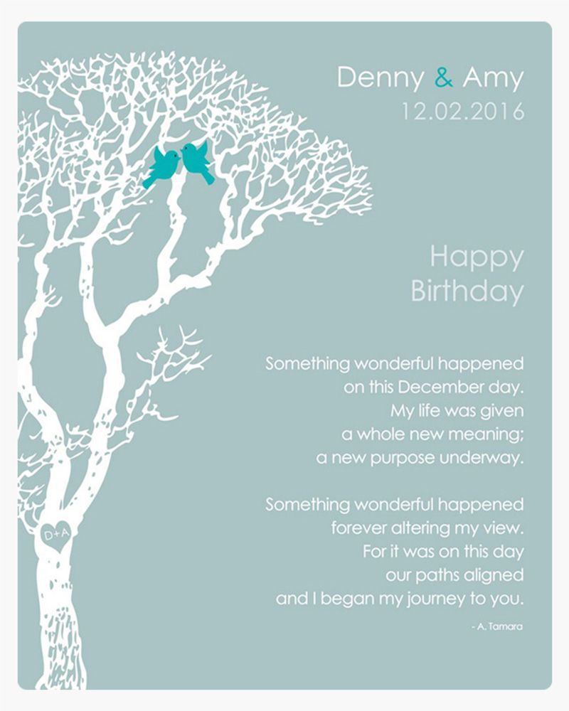 Blue White Bare Tree Spouse Birthday Wall Plaque Gift for Spouse LTC-1724