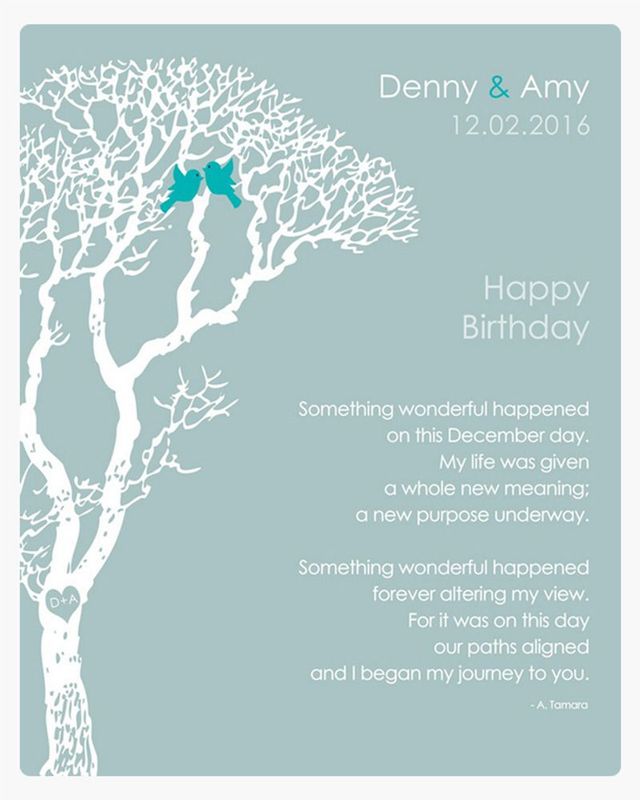 Blue White Bare Tree Spouse Birthday Wall Plaque Gift for Spouse LTC-1724