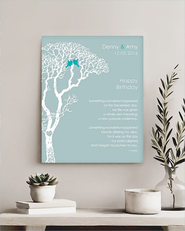 Blue White Bare Tree Spouse Birthday Wall Plaque Gift for Spouse LTC-1724