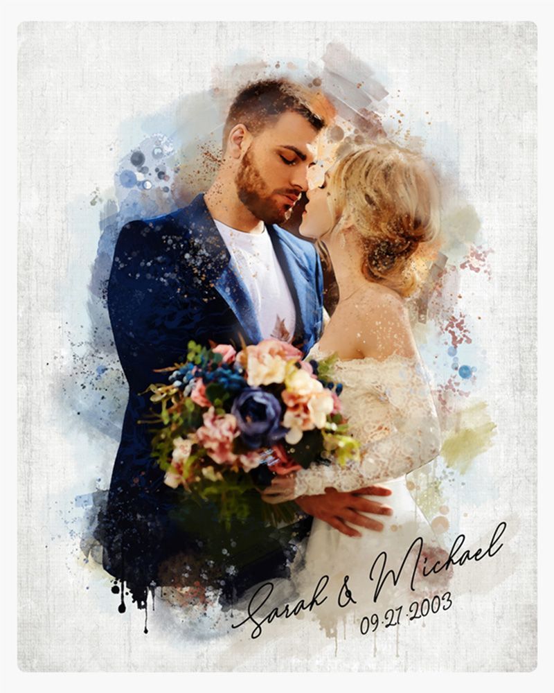Multicolor Watercolor Portrait 1st Anniversary Wall Plaque Gift for Couple LTC-1843