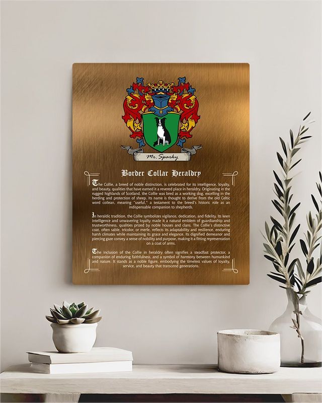 Multicolor Bronze Pet Coat of Arms History of Breed Pet Anniversary Wall Plaque Gift for Family LTC-2134