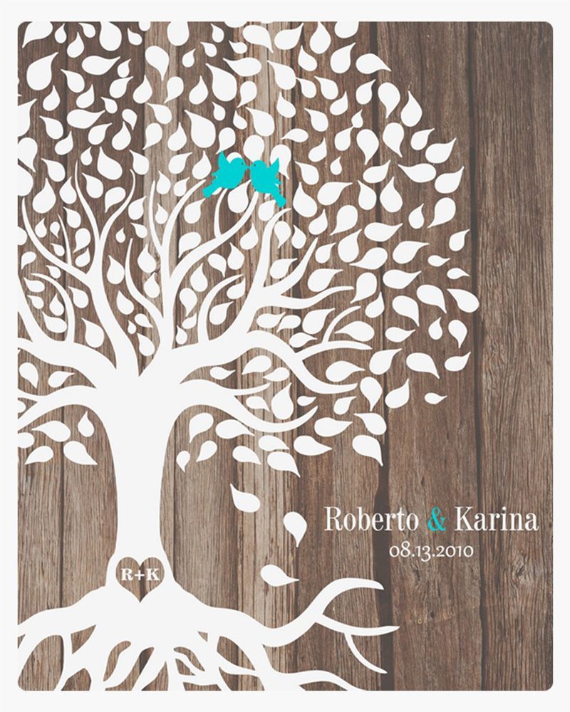 White Wood Tree with Roots 5th Anniversary Wall Plaque Gift for Couple LTC-1727