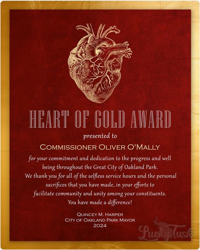 Gold Red Tin Good Samaritan Heart Recognition Wall Plaque Gift for Volunteer LTC-2104