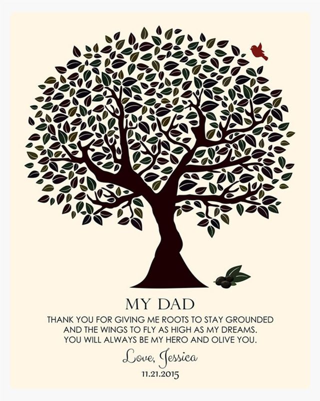 Cream Dark Olive Tree Wedding Wall Plaque Gift for Father LTC-1175