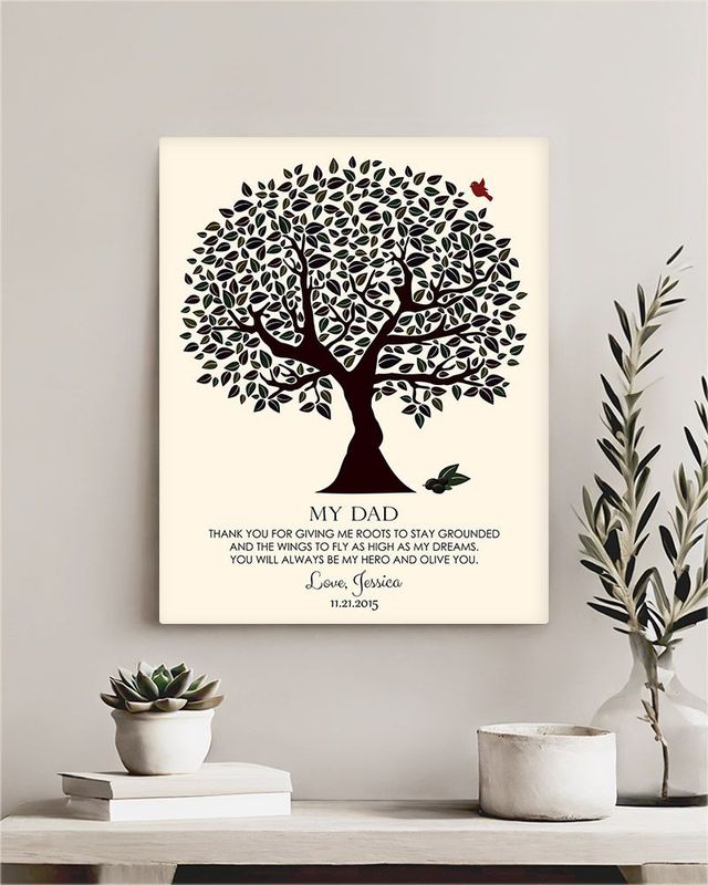 Cream Dark Olive Tree Wedding Wall Plaque Gift for Father LTC-1175