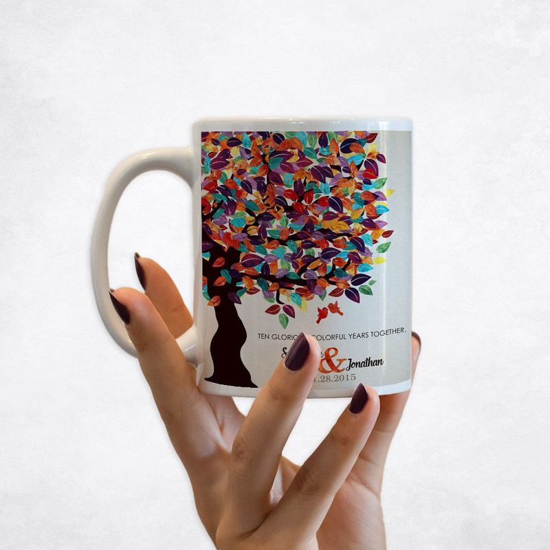 #1 Best Seller - Half Spring Tree 10th Anniversary Coffee Mug Gift for Couple M-1163