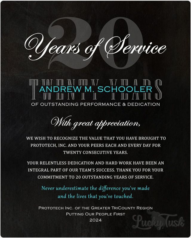 #1 Best Seller - Tin 20 Years of Service Employee Appreciation Wall Plaque Gift for Employee LTC-2109