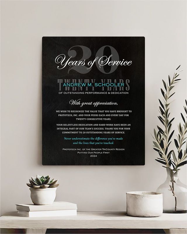 #1 Best Seller - Tin 20 Years of Service Employee Appreciation Wall Plaque Gift for Employee LTC-2109
