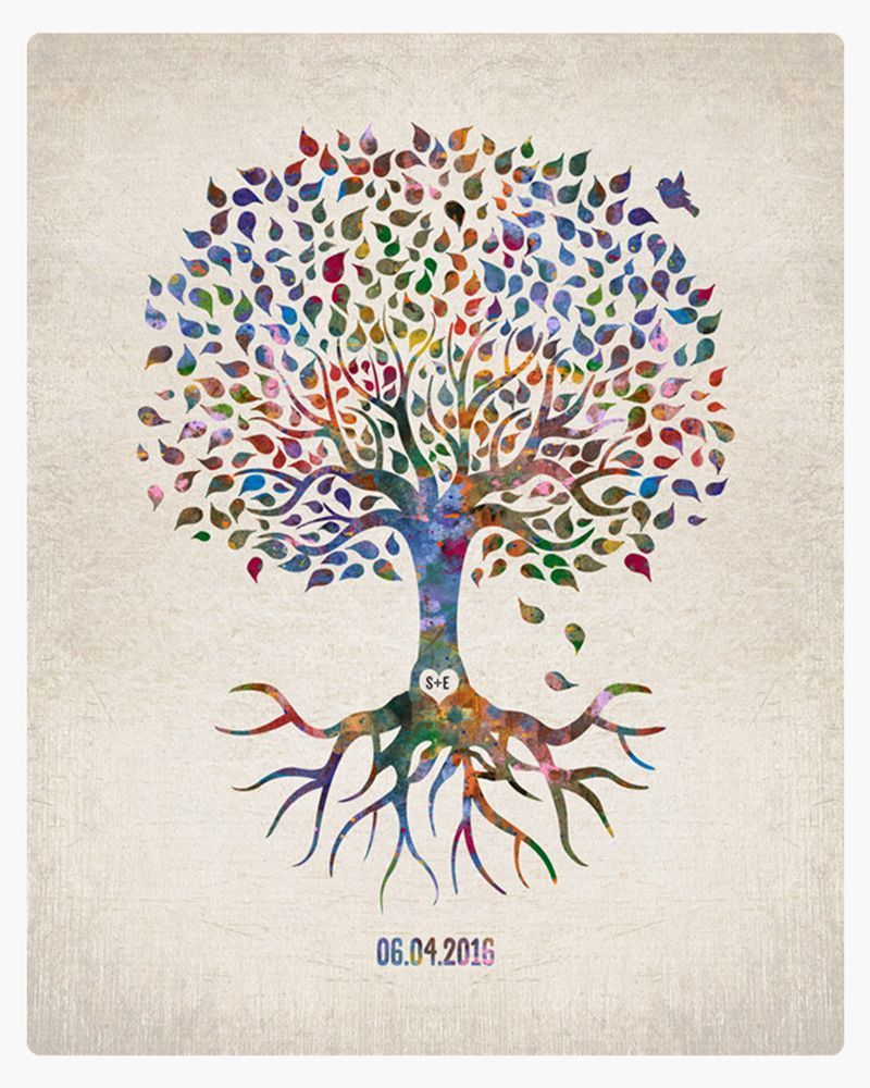 Multicolor Tree with Roots Anniversary Wall Plaque Gift for Couple LTC-1248