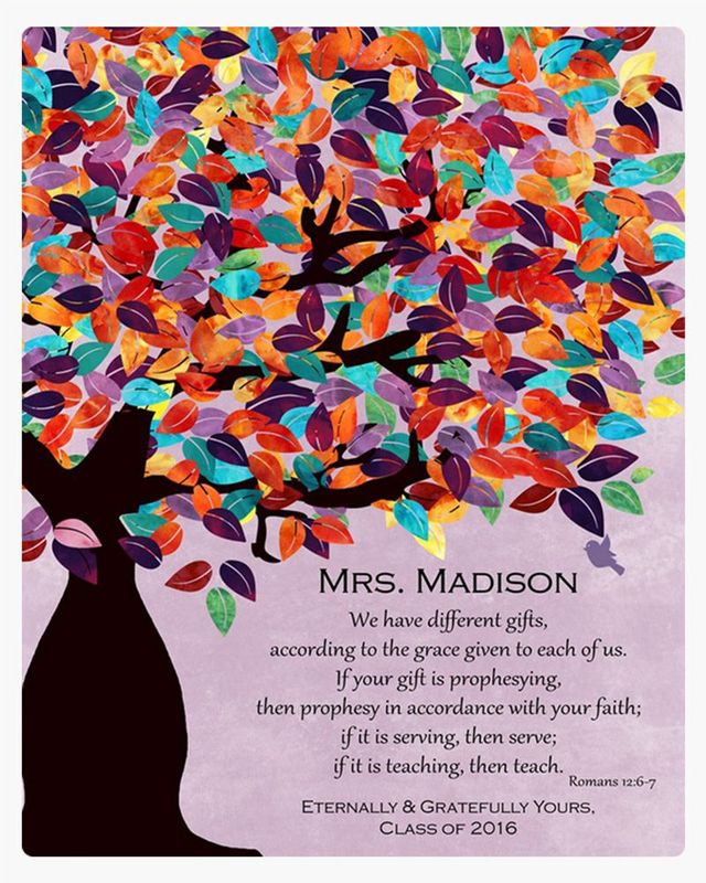 Pink Colorful Spring Tree Teacher Appreciation Wall Plaque Gift for Educator LTC-1234