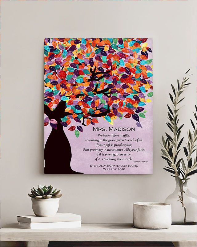 Pink Colorful Spring Tree Teacher Appreciation Wall Plaque Gift for Educator LTC-1234