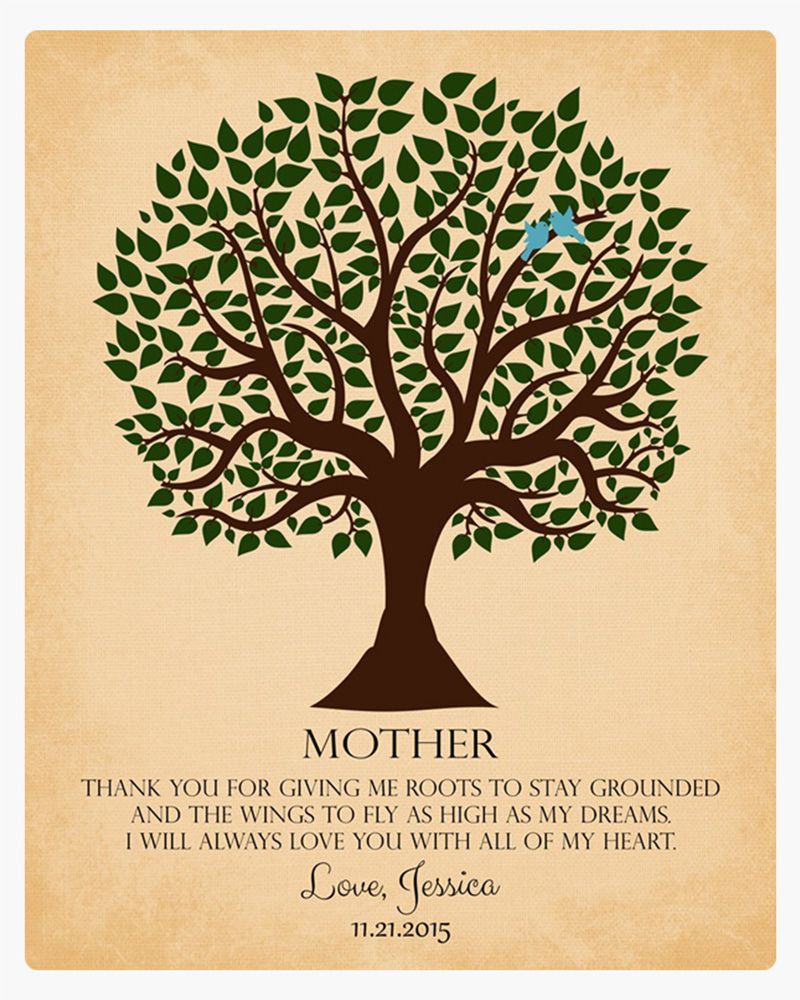 Yellow Green Tree Silhouette Wedding Wall Plaque Gift for Mother LTC-1143
