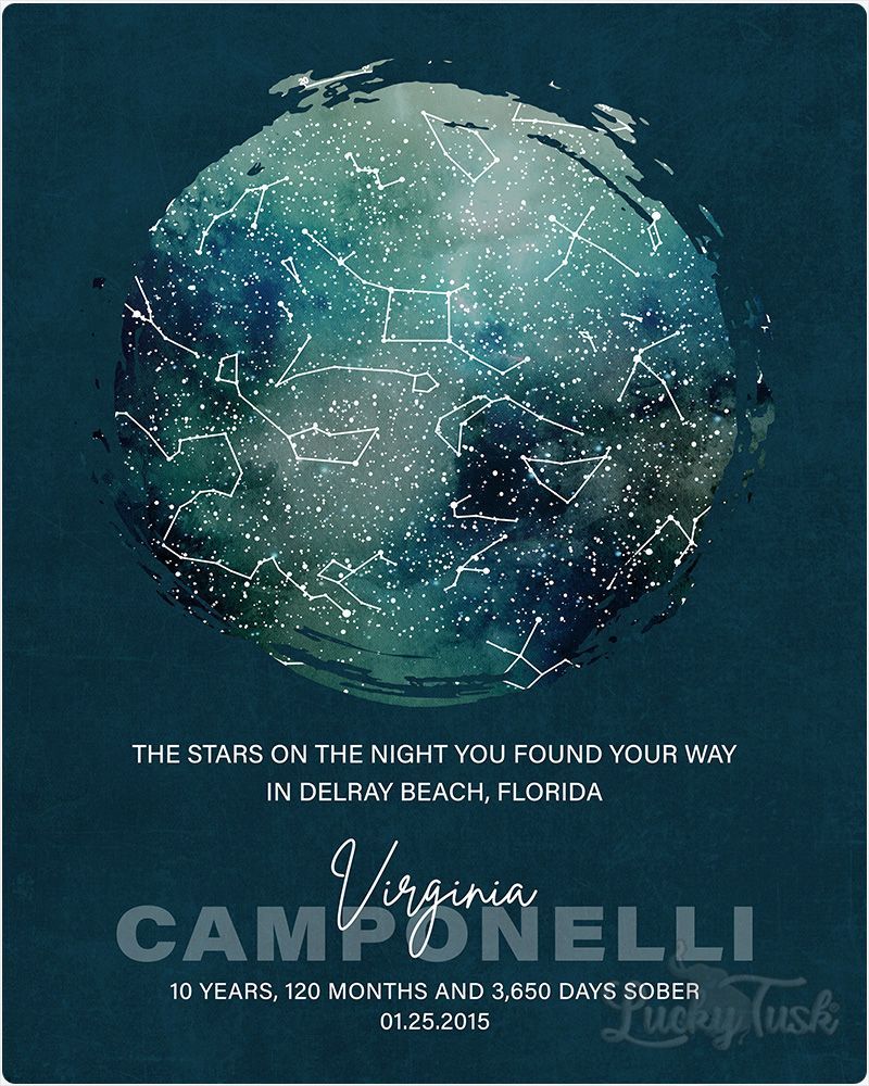 #1 Best Seller - Sobriety Star Map The Night Tou  Found Your Way Recovery Wall Plaque Gift for Recovering Alcoholic LTC-2169