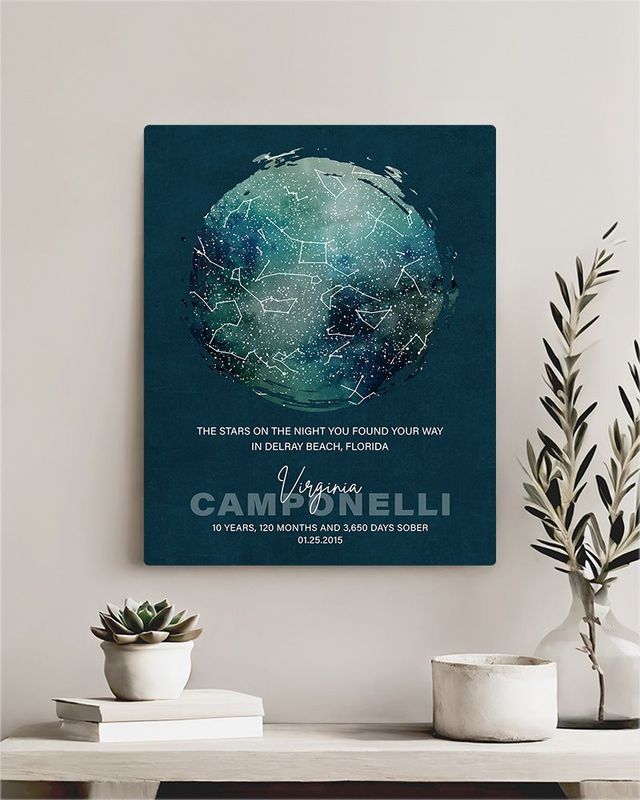 #1 Best Seller - Sobriety Star Map The Night Tou  Found Your Way Recovery Wall Plaque Gift for Recovering Alcoholic LTC-2169