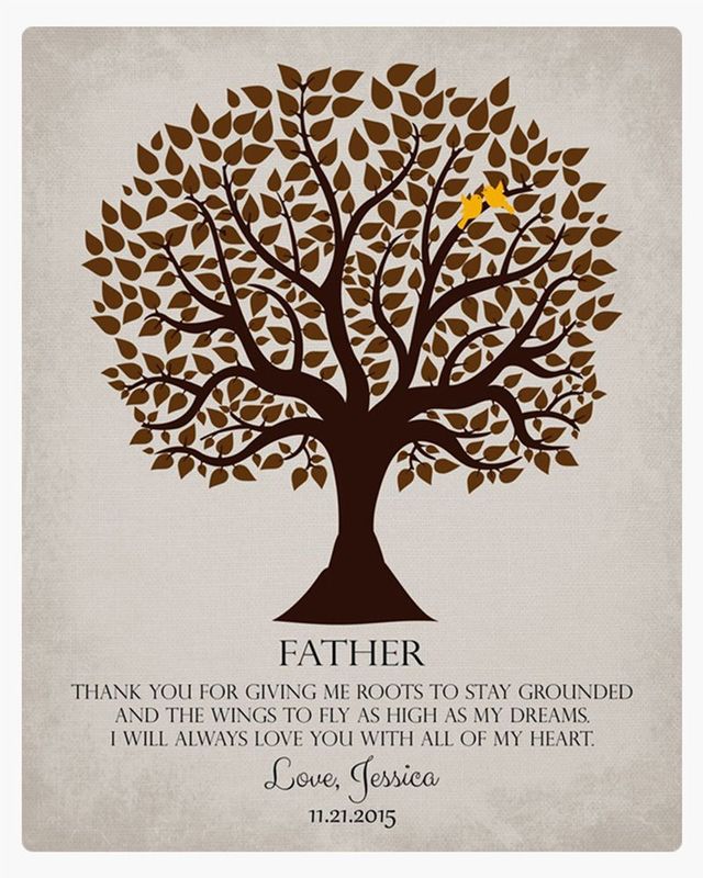 Beige Tree Silhouette Wedding Wall Plaque Gift for Father LTC-1144