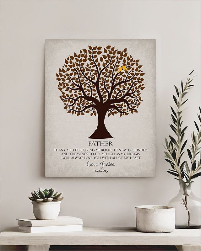 Beige Tree Silhouette Wedding Wall Plaque Gift for Father LTC-1144