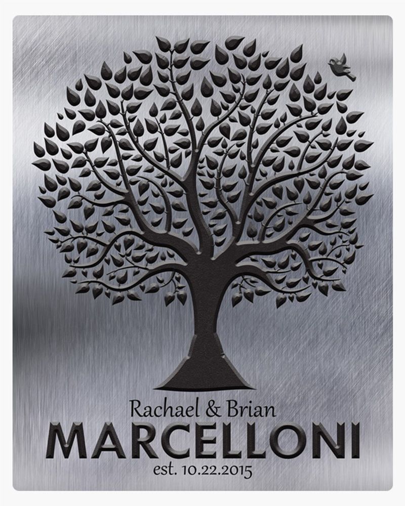 Black Tin Dark Tree Silhouette Wedding Wall Plaque Gift for Couple LTC-1212