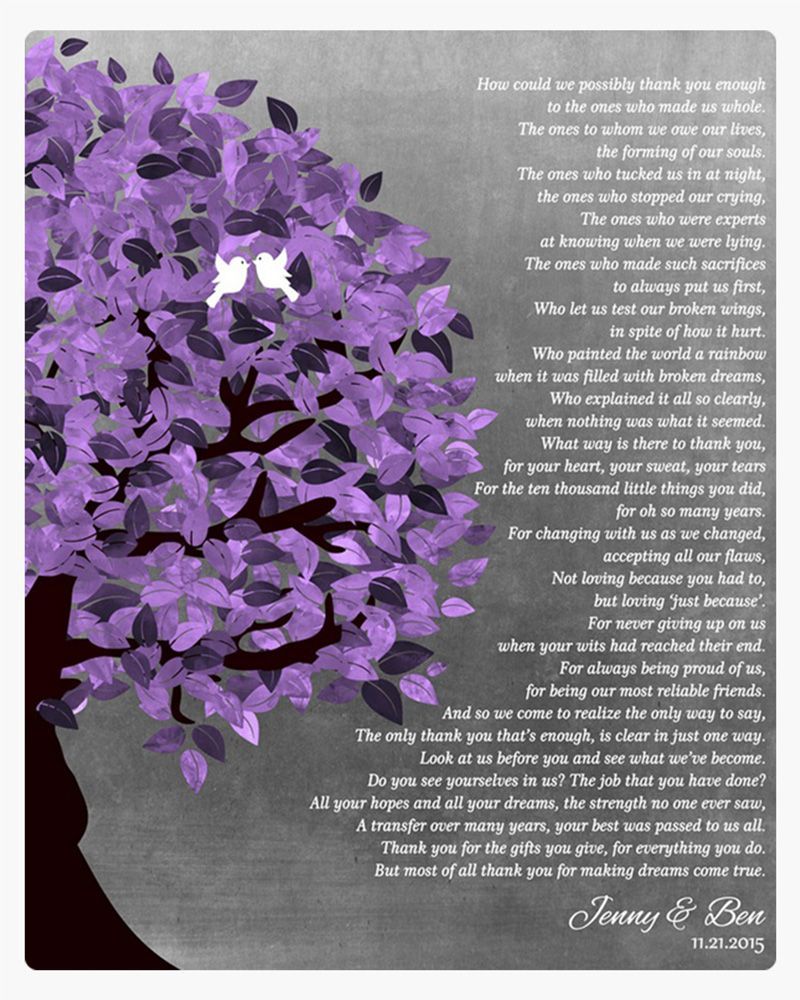 Purple Half Purple Tree Wedding Wall Plaque Gift for Parents LTC-1485