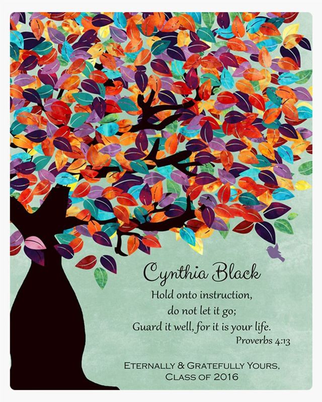 Green Colorful Spring Tree Teacher Appreciation Wall Plaque Gift for Educator LTC-1230