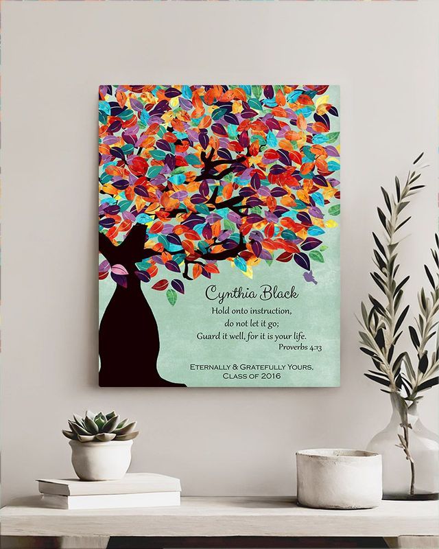 Green Colorful Spring Tree Teacher Appreciation Wall Plaque Gift for Educator LTC-1230