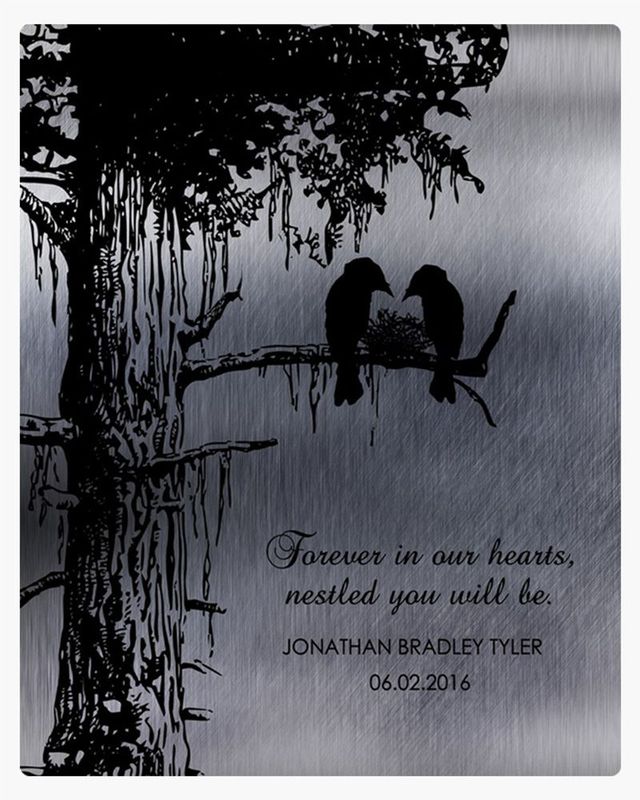 Black Tin Dark Sequoia Tree Memorial Wall Plaque Gift for Bereaved Parents LTC-1355