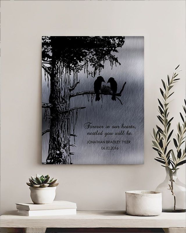 Black Tin Dark Sequoia Tree Memorial Wall Plaque Gift for Bereaved Parents LTC-1355