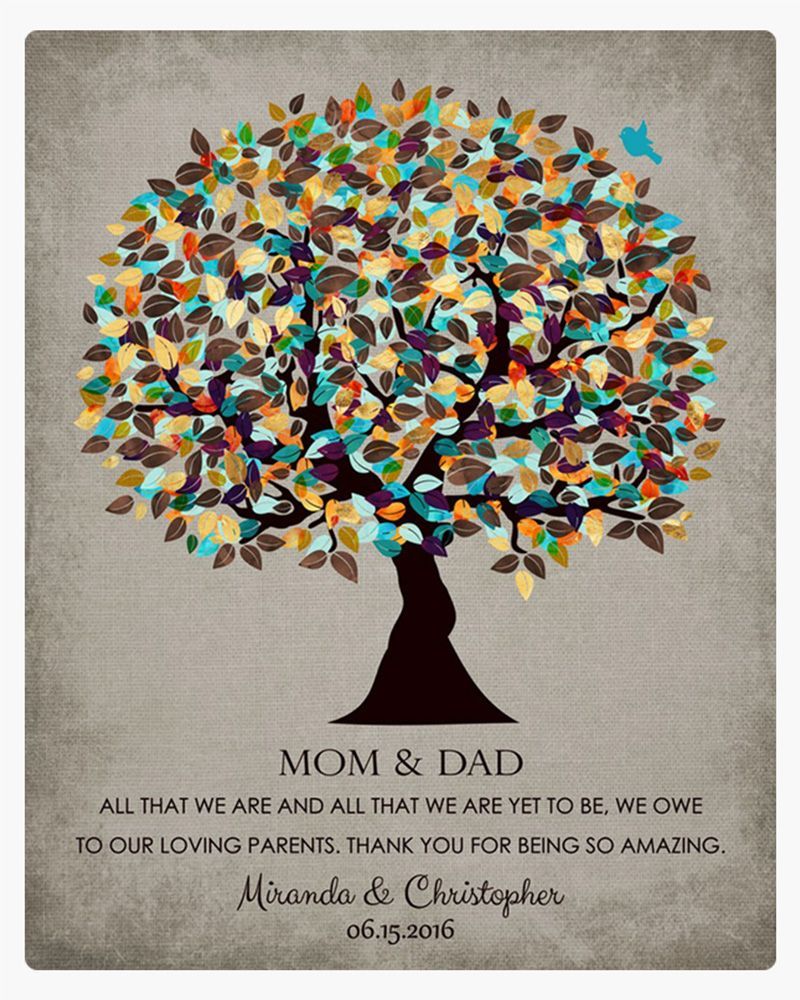 Multicolor Autumn Tree Family Appreciation Wall Plaque Gift for Parents LTC-1323