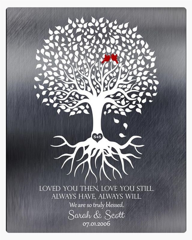 #1 Best Seller - Tin Tree with Roots 10th Anniversary Wall Plaque Gift for Couple LTC-1371