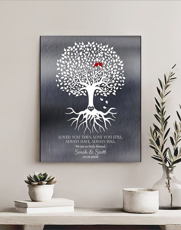 #1 Best Seller - Tin Tree with Roots 10th Anniversary Wall Plaque Gift for Couple LTC-1371